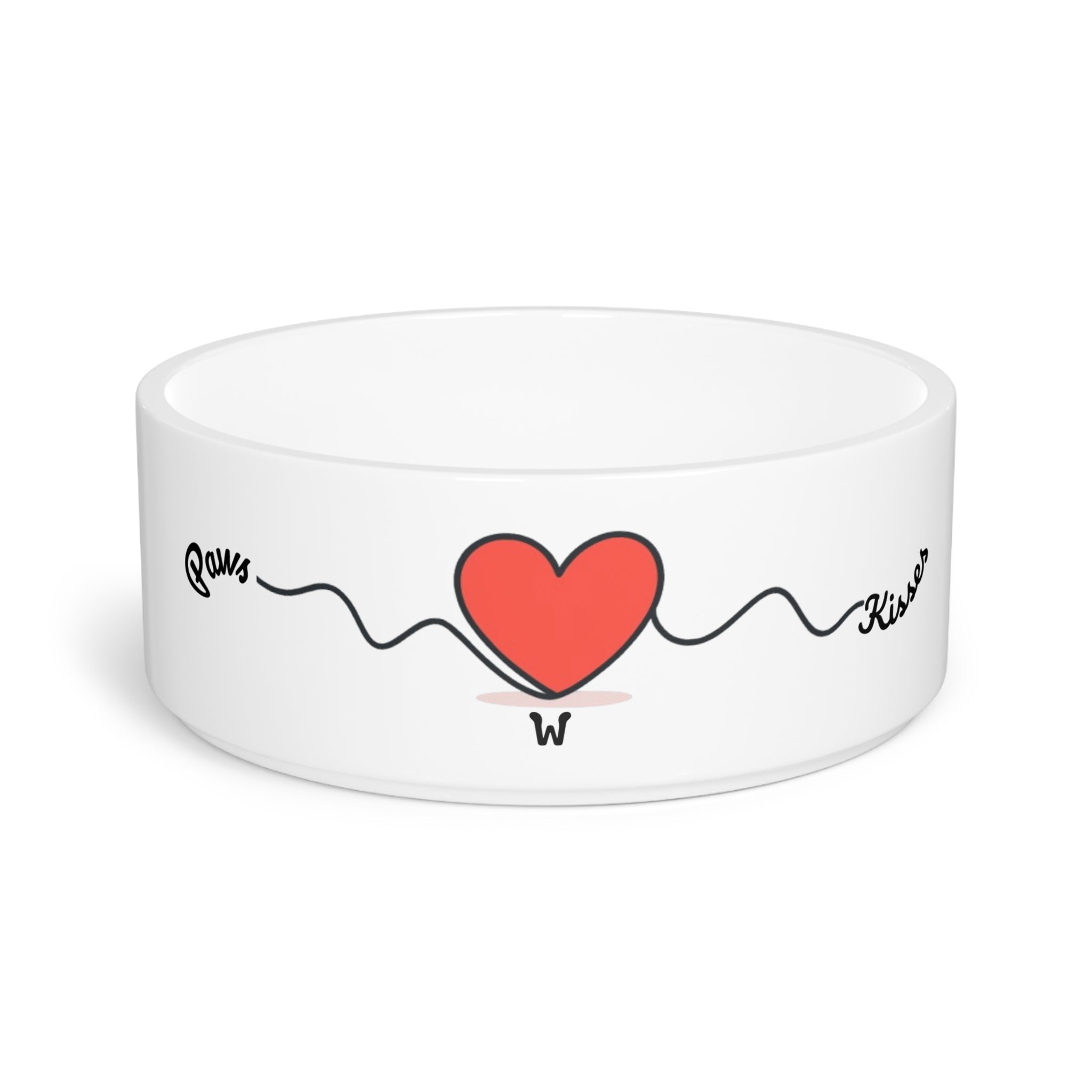 White wristband with a red heart and black text on a white background